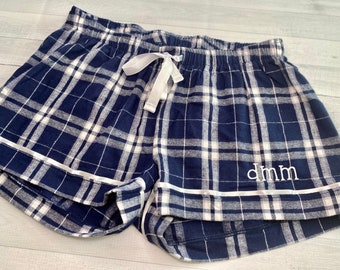 Personalized Flannel boxers / Monogrammed Boxer shorts / Plaid Boxer Shorts / Ladies Pajama boxer