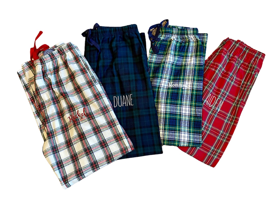 Personalized Pajama Pants / Monogrammed Plaid Pajama Pants / Family ...