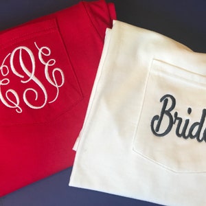 Monogrammed long sleeve Pocket T-shirt / Monogrammed long Sleeve Pocket Tee / Monogrammed Tee / Long sleeve Monogram shirt