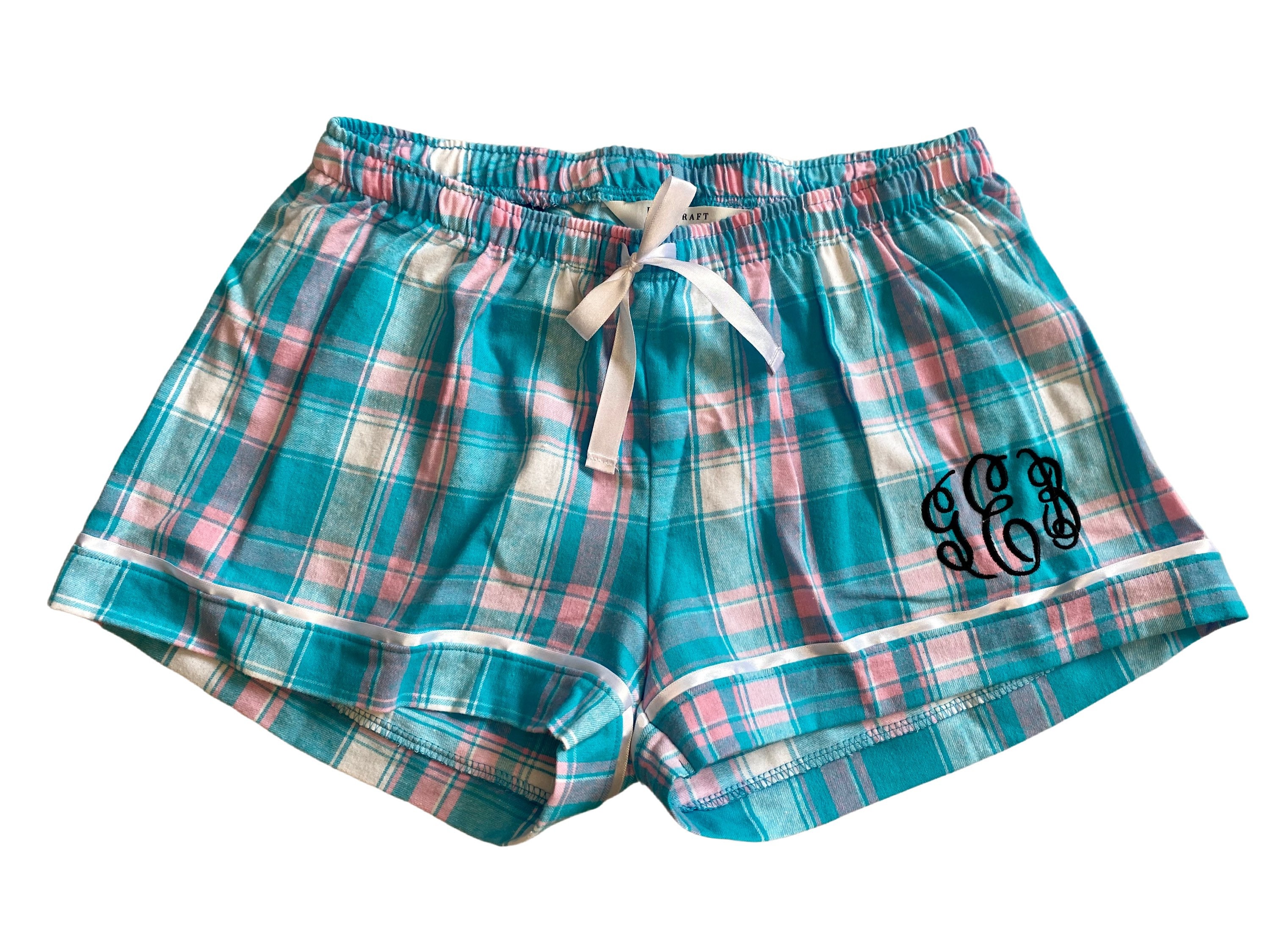 White & Blue Watercolor Monogram Swim Shorts