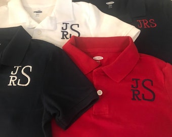 Monogrammed Boys&#39; School Uniform Polo / Personalized School Uniform Polo / School Uniform Shirt with Monogram / Short Sleeve School Shirts