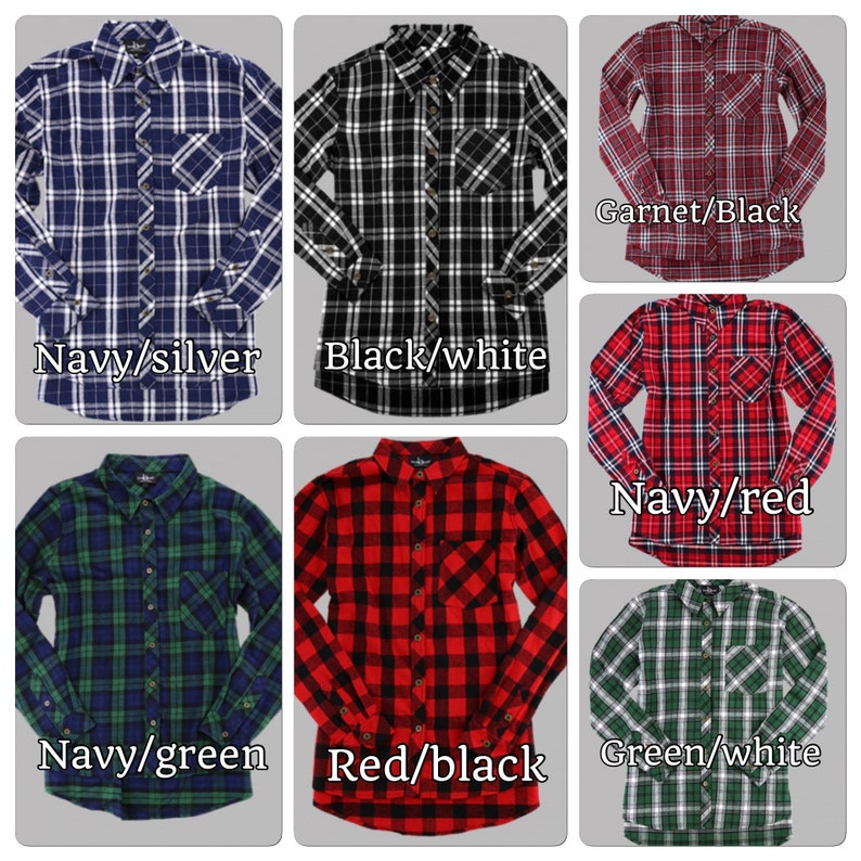 Monogrammed Flannel Shirts Button down Flannel Shirts Monogrammed Plaid Flannel Shirts Unisex Flannel Shirts Women/'s Tops and Tees