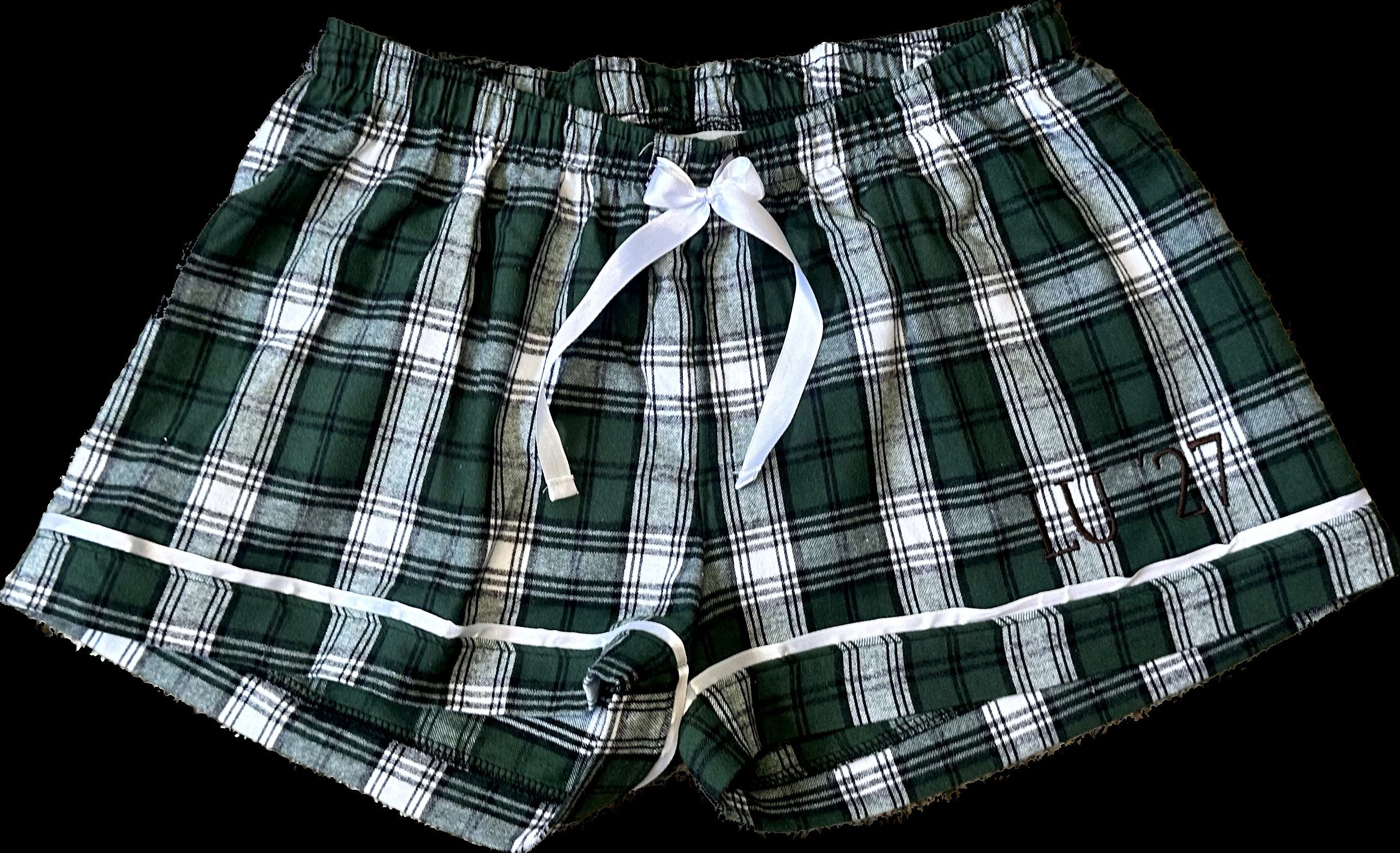 Monogrammed Boxer Shorts Ladies Custom Pajama Bottoms Personalized Plaid PJ Sleep Shorts Matching Team Boxers Etsy