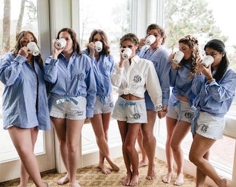 Monogrammed Oxford Shirt / Embroidered Bridesmaid Button Down / Personalized Bridal Party Getting Ready Shirt