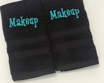 Monogrammed Makeup towel / hand towels / Personalized towels / makeup towel / black towels