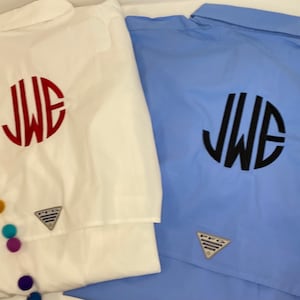Monogrammed PFG cover up/ monogrammed Columbia Fishing Shirt/ Short Sleeve PFG Cover Up / Bridal Party Beach Cover Up