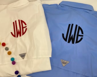 Monogrammed PFG cover up/ monogrammed Columbia Fishing Shirt/ Short Sleeve PFG Cover Up / Bridal Party Beach Cover Up