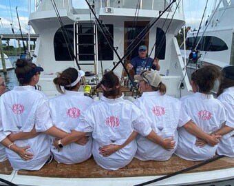 Monogrammed PFG cover up/ monogrammed Columbia Fishing Shirt/ Short Sleeve PFG Cover Up / Bridal Party Beach Cover Up