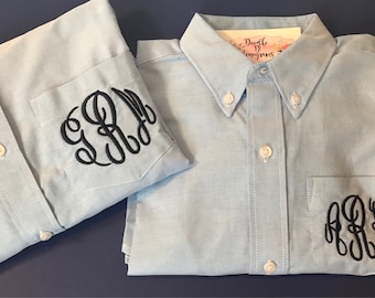 Monogrammed Bridal Party Shirt / Personalized Button-Down Shirts / Custom Wedding Day Oxford Shirt