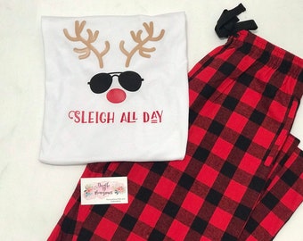 Christmas Pajama Set / Personalized Holiday Pajamas / Buffalo Plaid Pajamas / Customized Plaid pajama set