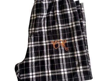 Monogrammed Black and White Unisex Pajama Pants / Monogrammed Pajama pants / Family Pajama Pants