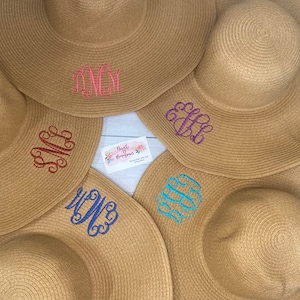 Embroidered Floppy Hat // Honeymoon Hat // Beach Hat // Bridal Party Hats // Sun Hat