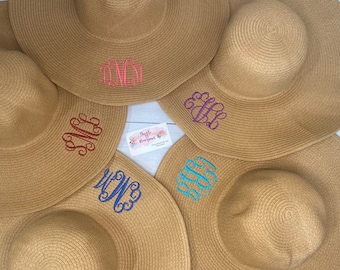 Embroidered Floppy Hat // Honeymoon Hat // Beach Hat // Bridal Party Hats // Sun Hat