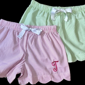 Personalized Seersucker Sleep Shorts / Custom Pajama Bottoms / Monogram Bridesmaid shorts / Monogrammed Pajamas