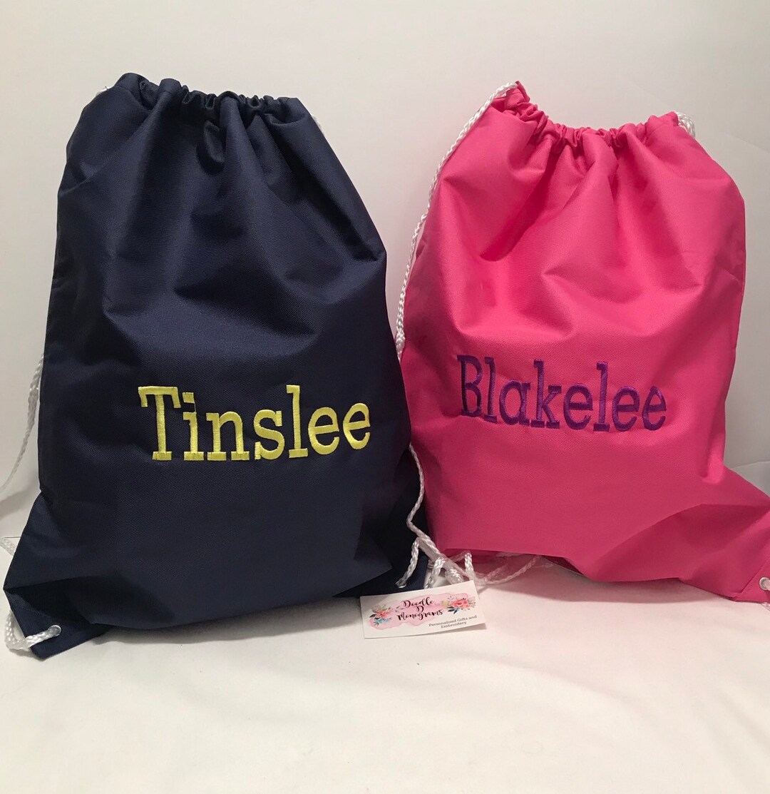 Monogrammed Draw String Bag / Personalized Gym Bag / Monogrammed ...