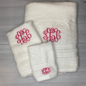 Monogrammed Bath Towel Set Monogrammed 3 Piece Towel Set