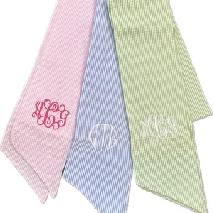 Monogrammed Wreath Sash / Easter Basket Accessory / Baby Sash / Custom Bow Sash / Personalized Spring Decor / Seersucker Sash