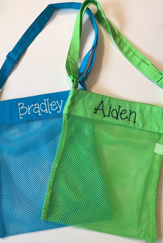Monogrammed Seashell Tote / Custom Mesh Shell Tote / Personalized Beach Tote