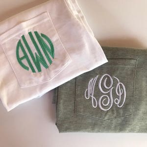 Monogrammed Pocket Tees / Monogrammed Pocket T-shirt / Monogrammed Short Sleeve Pocket Tee / Monogrammed Tee / Short sleeve Monogram shirt