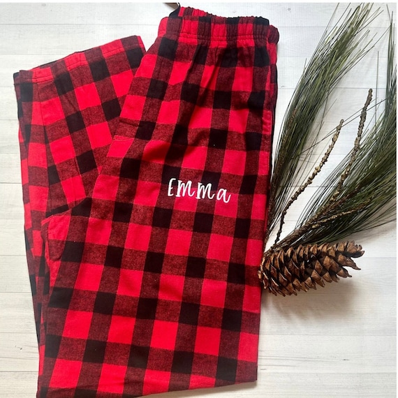 Monogrammed Buffalo Plaid PJ Pants / Monogrammed Flannel Pajama Pants / Buffalo  Plaid Flannel Pajama Pants / Family Pajama Pants 