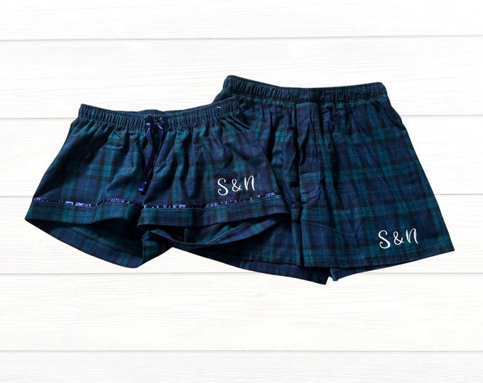 His and Hers Matching Boxer Shorts / Custom Couples Sleep Shorts / Matching Couples Shorts / Personalized Couples Gift / Valentine's Day