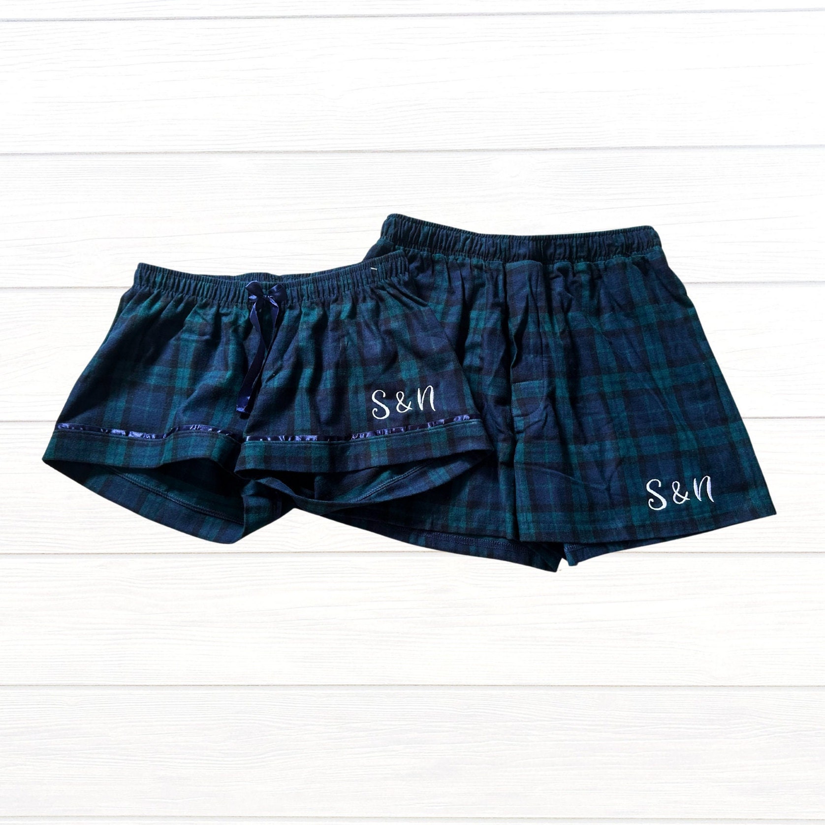 His and Hers Matching Boxer Shorts / Custom Couples Sleep Shorts / Matching Couples Shorts / Personalized Couples Gift / Valentine's Day