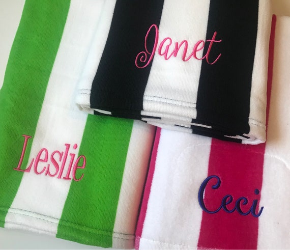 Monogrammed Beach Towels Personalized Pool Towels Monogrammed Towel Monogram Beach Towel Custom Towels Cabana Stripe Towel Etsy
