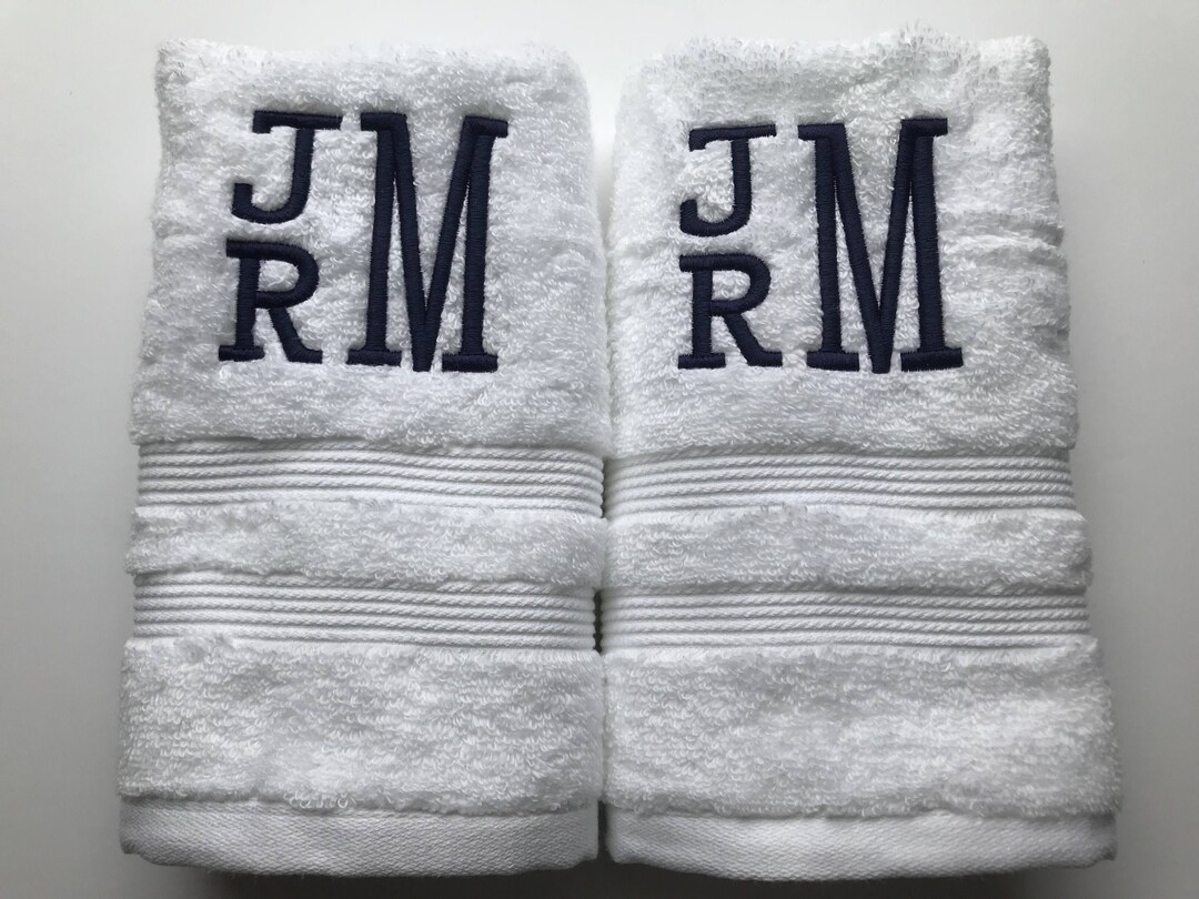 Custom Luxury Towels – Monogrammed Hand Towels Set Of 2 – 100% Turkish Cotton – Choose Your Colors & Initials!