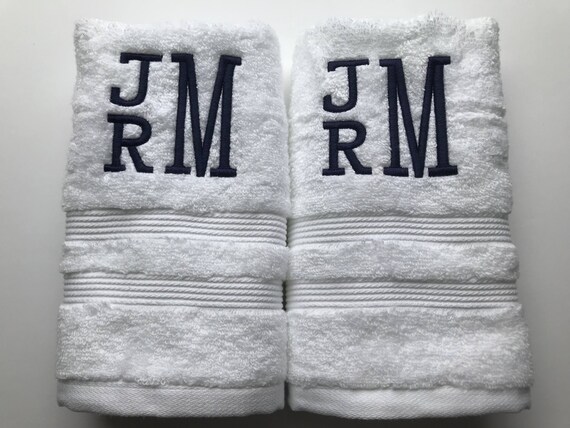 Monogrammed Hand Towel Set Bath Towels Personalized Towels Monogrammed Towels Embroidered Towels Home Towels Bathroom Towels Etsy