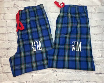 Personalized Pajama Pants / Monogrammed plaid Pajama pants / Family Pajama Pants / Christmas Plaid Pajamas