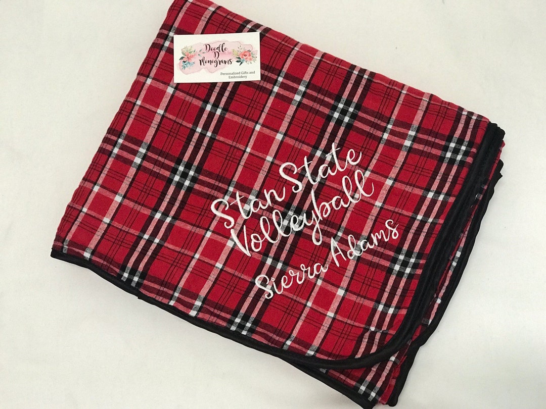Personalized Blankets / Monogrammed Flannel Blanket / Embroidered