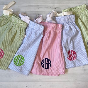 Seersucker Sleep shorts / monogrammed sleep shorts / seersucker bridesmaids shorts