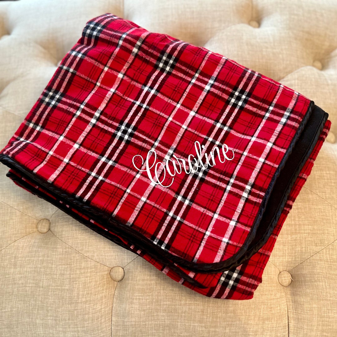 Custom Flannel Blanket / Monogram Plaid Blanket / Blankets