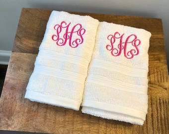 Monogrammed Towels - Personalized Embroidered Bath Towel Set
