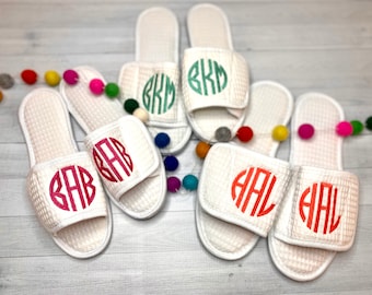 Custom Slippers - Personalized Waffle Slippers - Bridesmaid Gift - Spa Slippers