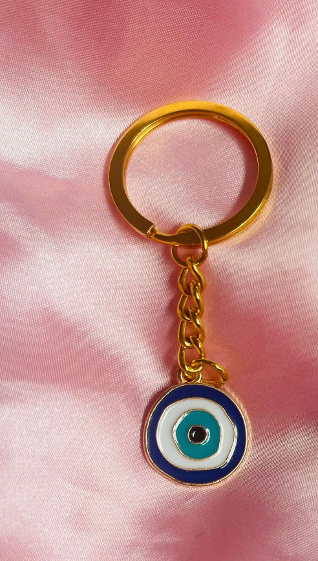 Evil Eye Keychain Blue and Gold evil Eye Protection Etsy