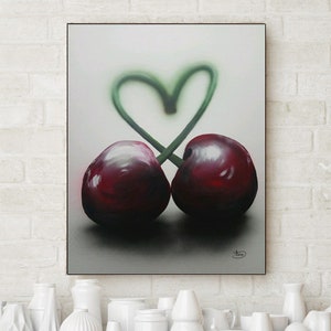 Cherries Painting.Valentine&#39;s Day.A Valentine&#39;s Day gift