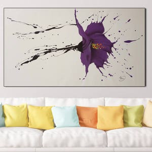 Flower Painting Original  Painting Large Canvas Art Abstract . by Tomer Sharabani