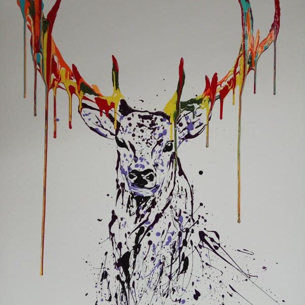 Painting Animal STAG deer " Original handmade painting on canvas, By Tomer Sharabani