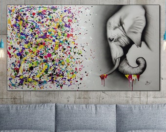 水彩画（象） 虹の象 - 水彩 + インク。2023年の初心者趣味アーティスト : r