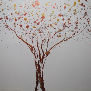 Tree painting , Abstract, Original, Metallic acrylic painting on canvas long