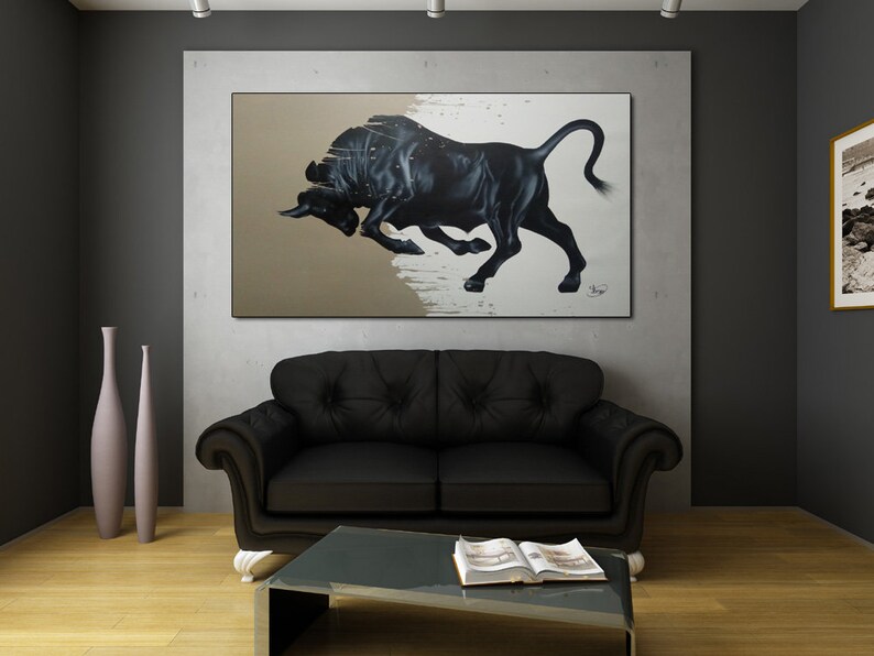 Animal Bull Painting Abstract Painting on Canvas, Original & Handmade ...