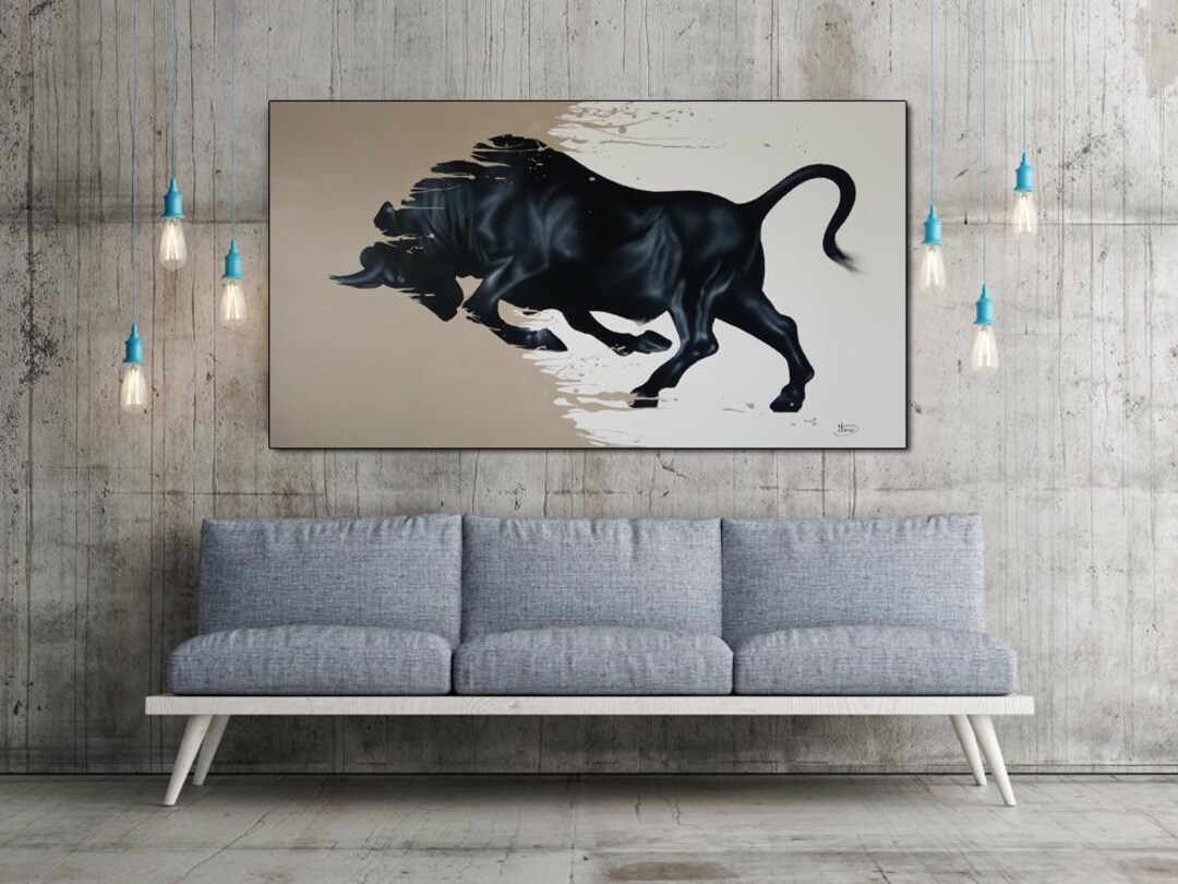 Animal Bull Painting Abstract Painting on Canvas, Original & Handmade ...