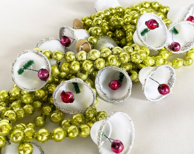 Antique Glass Christmas Garland With Bells 9' Japan Etsy