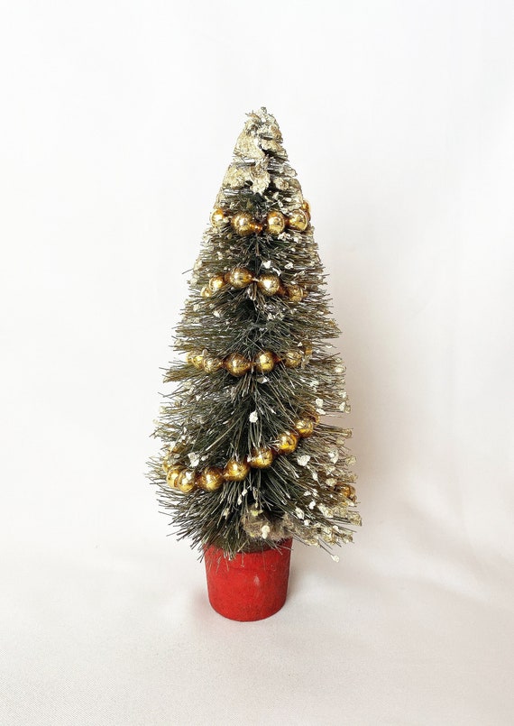 1940s Bottle Brush Tree Flocked With Mercury Glass Garland - Etsy