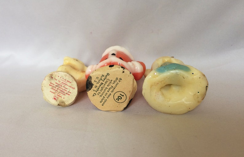 Gurley Tavern Christmas Candles 3 Vintage Christmas Candles Vintage GURLEY Candles 1940s Gurley Santa Rudolph Angel Candle Decorations