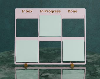 Kanban Board Sticky Note Holder – Pink Boho Minimalist Desktop Organizer