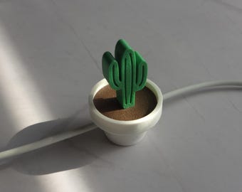 Cactus Magnetic Cable Holder | Minimalist Desk Cord Organizer | Cable Keeper | Home Office Decor