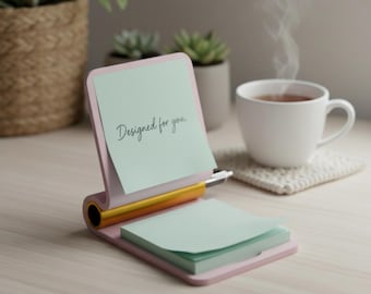 Sticky Note Holder & Pen Rest, Modern Boho Desk Organizer