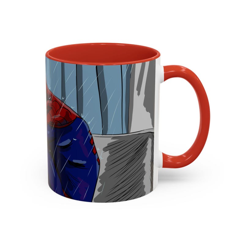 Taza con ilustración de Spider-Man triste llorando en la ducha / Taza de café decorativa 11 oz 15 oz imagen 20